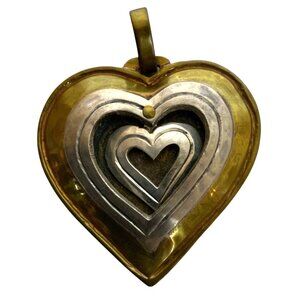 Jeep Collins Brass & Sterling Cutout Heart Pendant with Box Boho Valentine Love